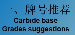 Carbide base Grades suggestions 
